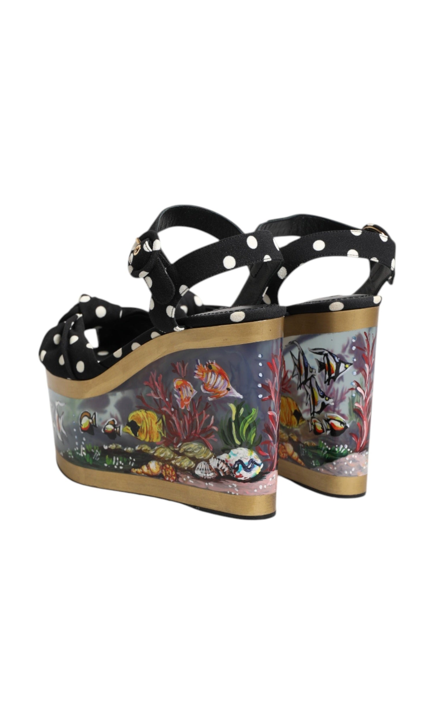 Dolce & Gabbana Multicolor Fish Polka Dot Wedge Sandals Shoes Glam Steals