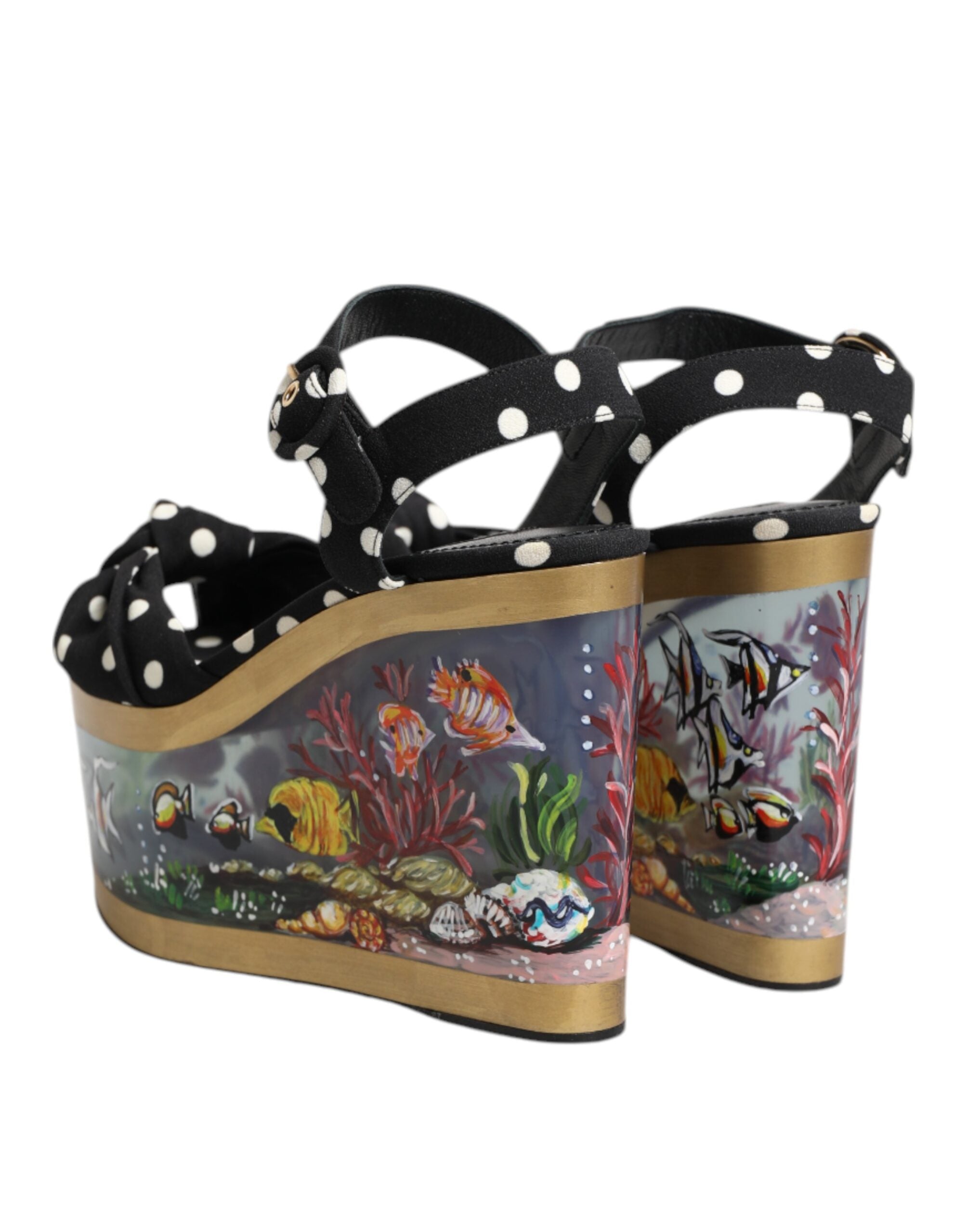 Dolce & Gabbana Multicolor Fish Polka Dot Wedge Sandals Shoes Glam Steals