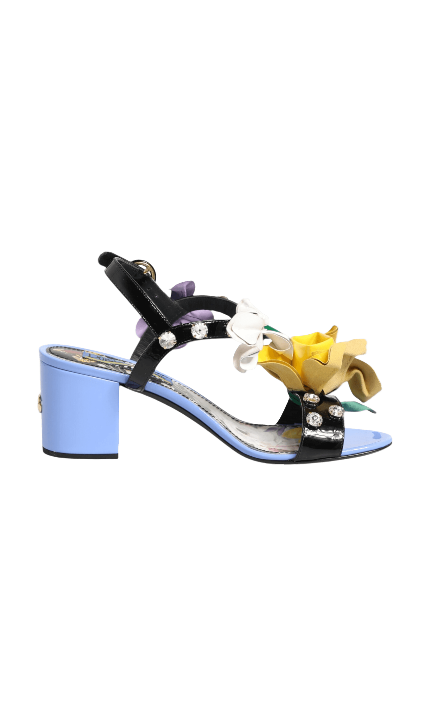 Dolce & Gabbana Multicolor Floral Appliqué Crystal Sandals Shoes Glam Steals