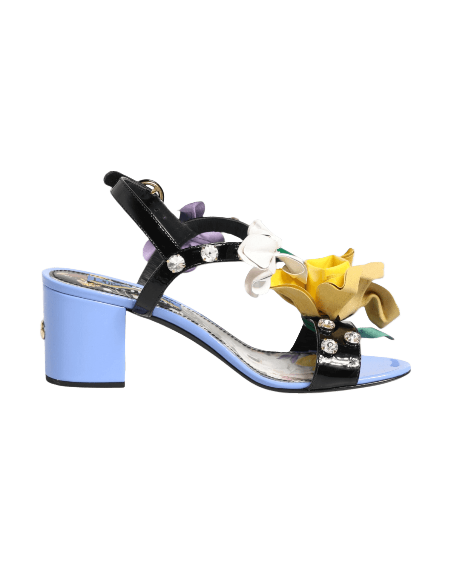 Dolce & Gabbana Multicolor Floral Appliqué Crystal Sandals Shoes Glam Steals