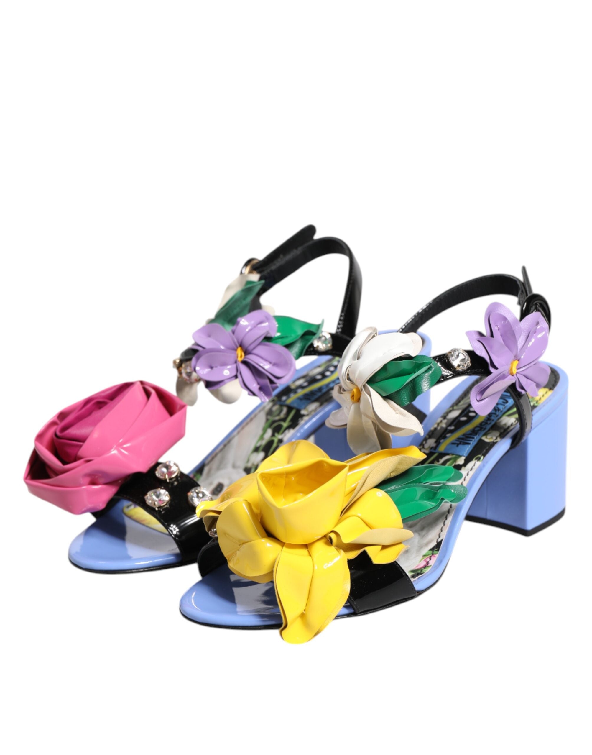 Dolce & Gabbana Multicolor Floral Crystal Keira Sandals Shoes Glam Steals