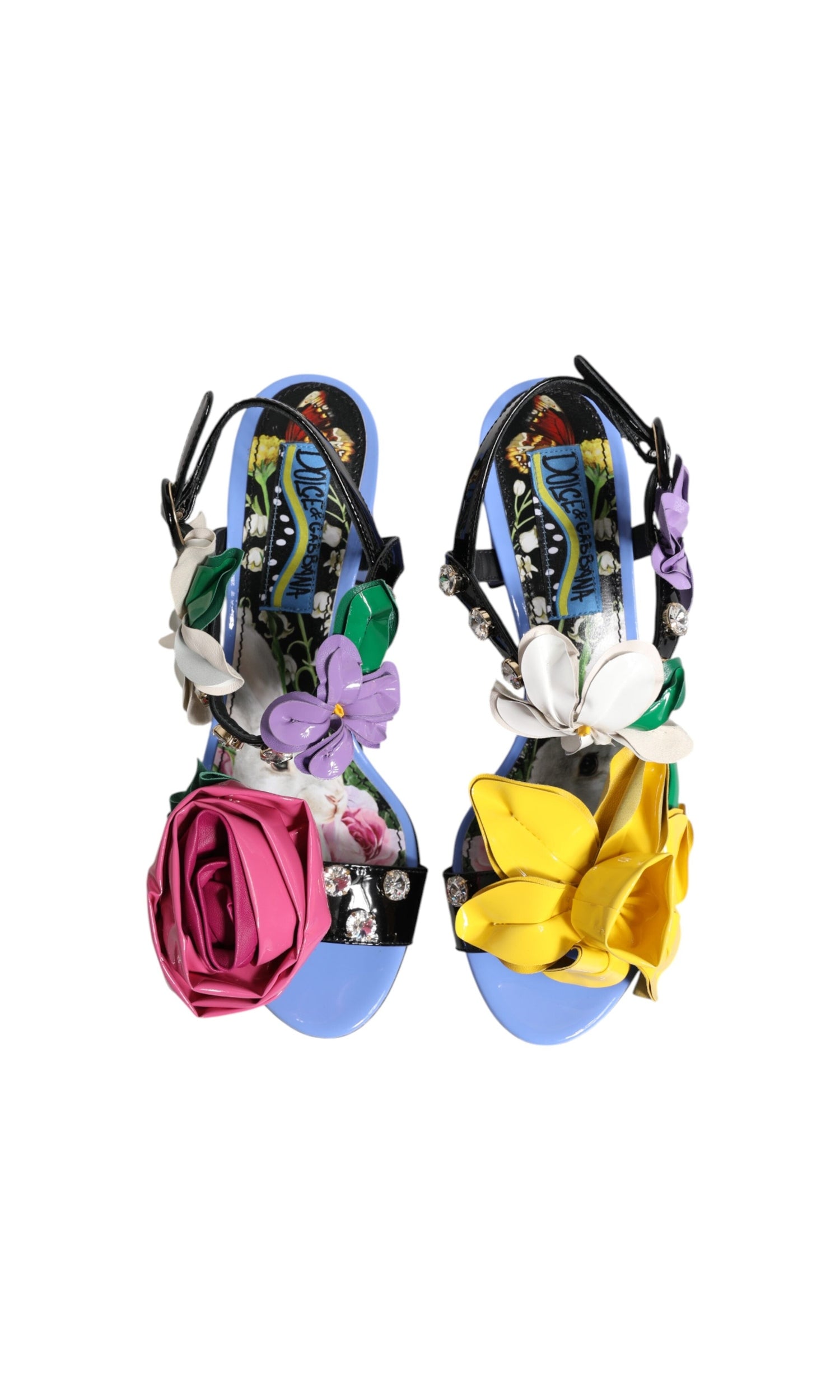 Dolce & Gabbana Multicolor Floral Crystal Keira Sandals Shoes Glam Steals