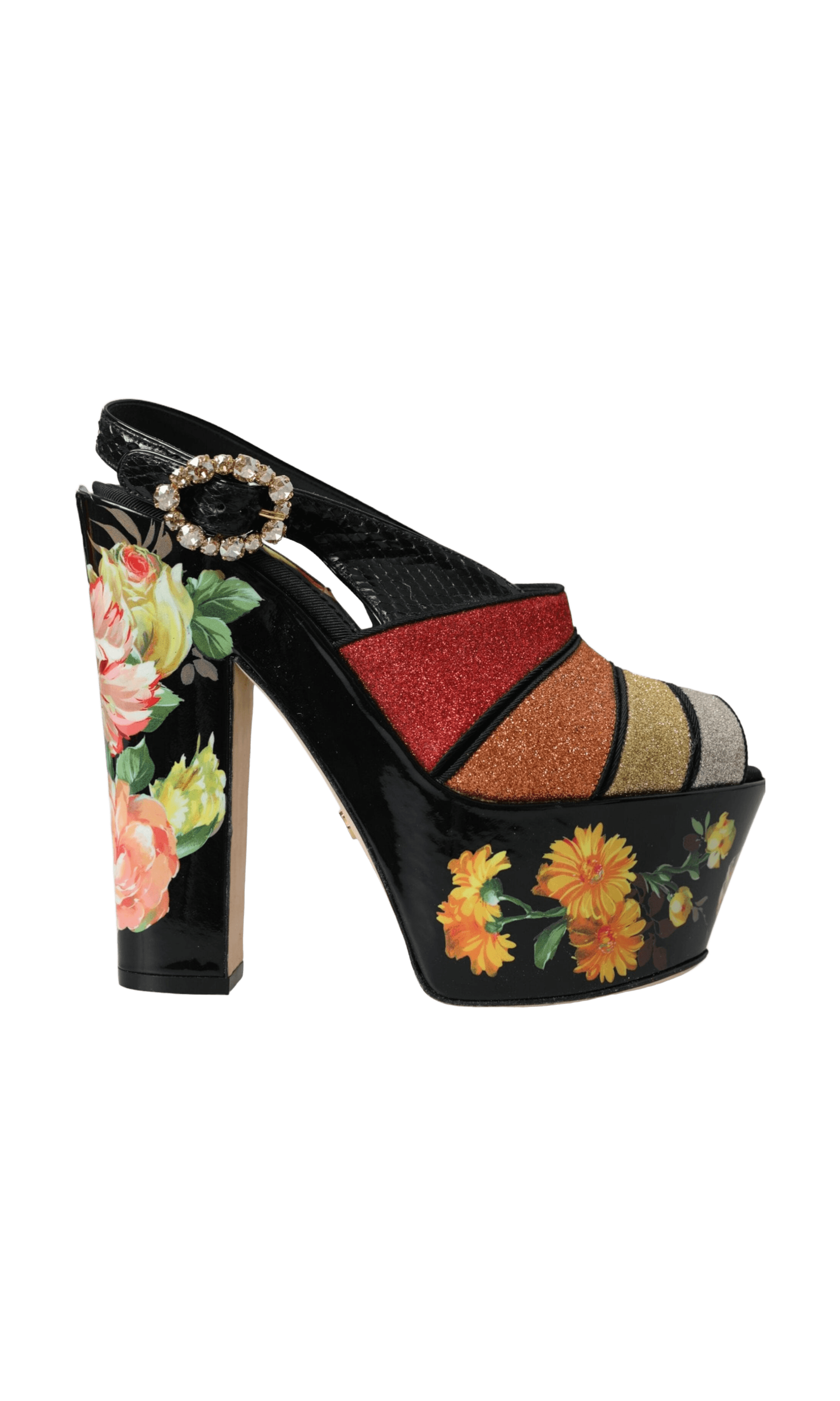 Dolce & Gabbana Multicolor Floral Crystal Platform Sandals Shoes Glam Steals