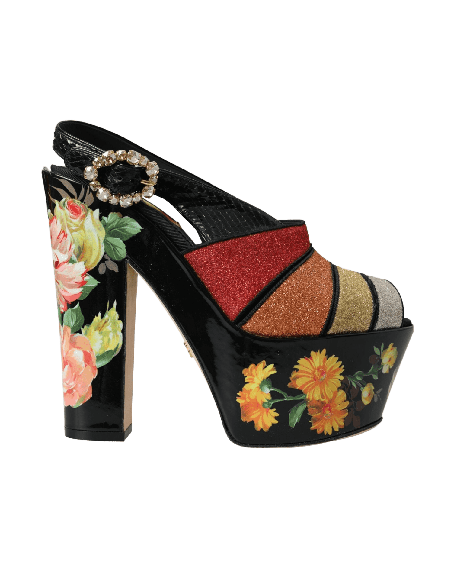 Dolce & Gabbana Multicolor Floral Crystal Platform Sandals Shoes Glam Steals