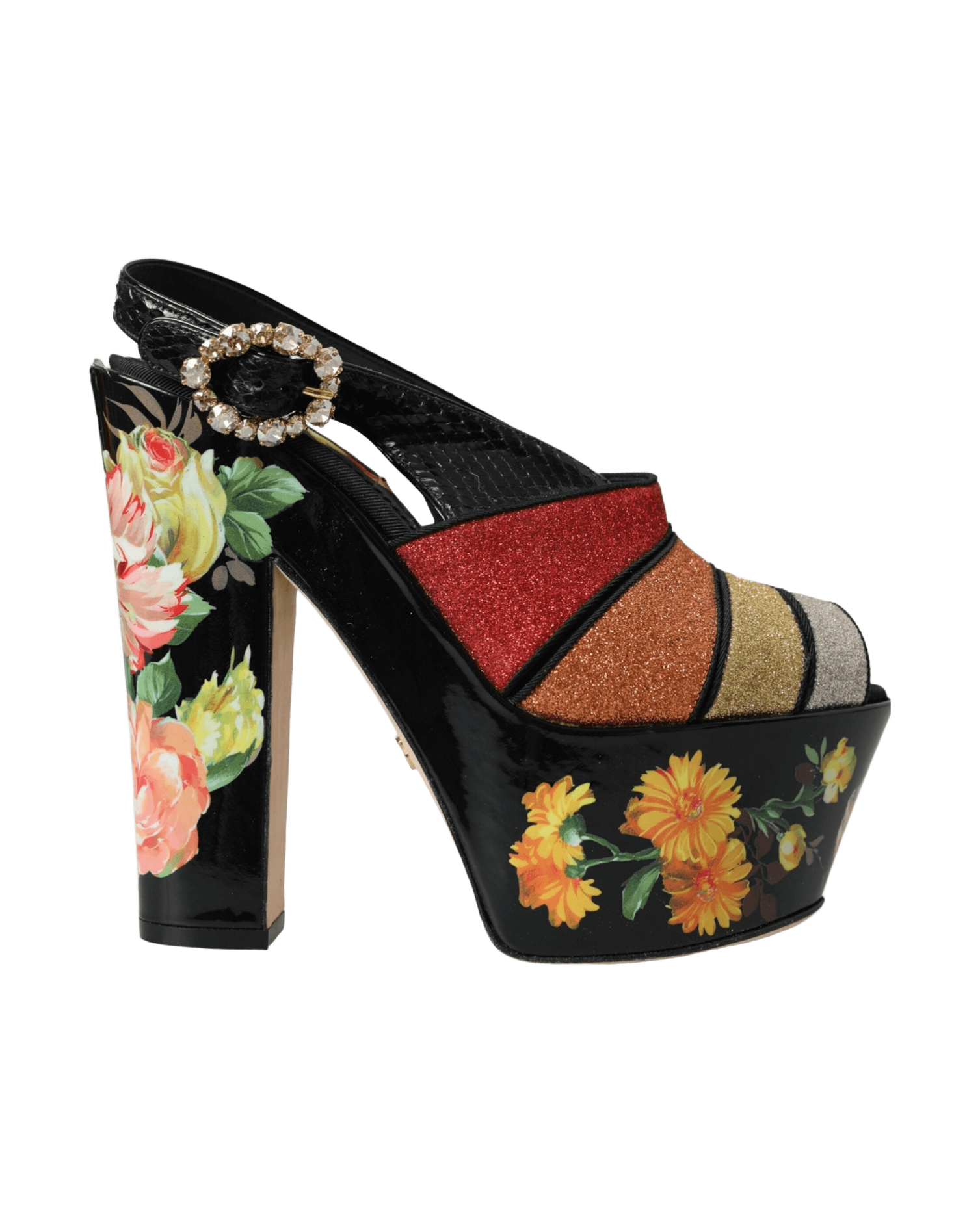 Dolce & Gabbana Multicolor Floral Crystal Platform Sandals Shoes Glam Steals