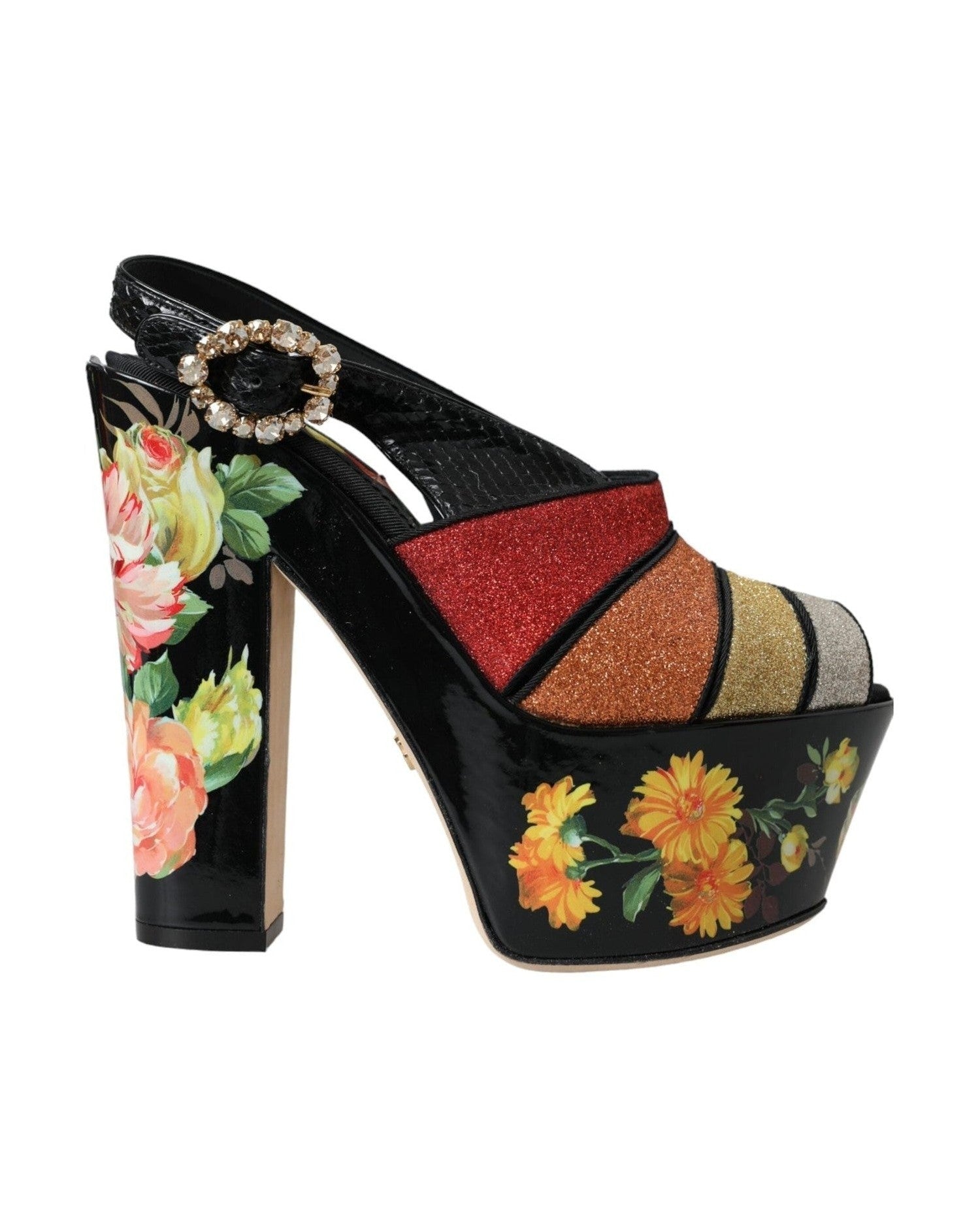 Dolce & Gabbana Multicolor Floral Crystal Platform Sandals Shoes Glam Steals