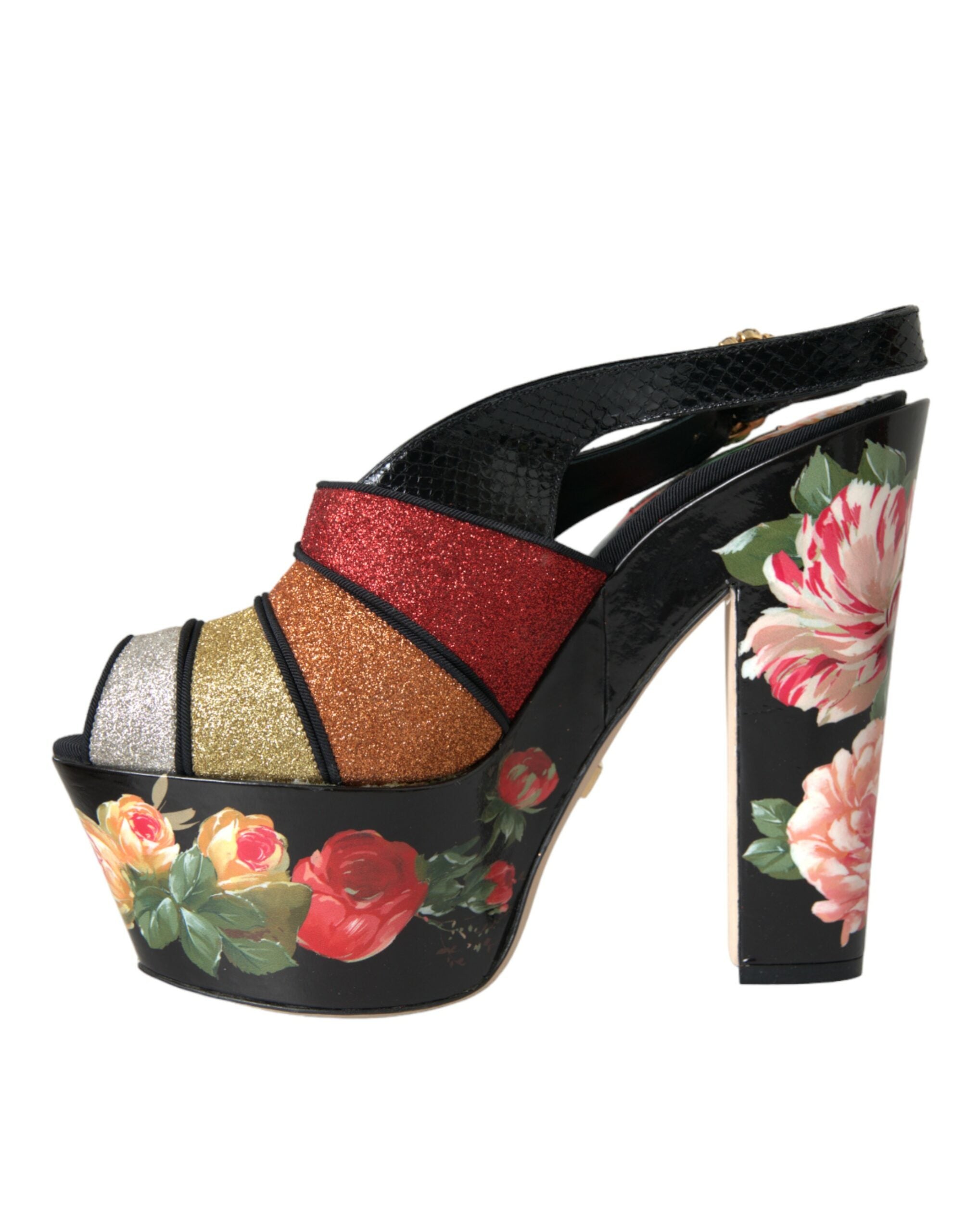 Dolce & Gabbana Multicolor Floral Crystal Platform Sandals Shoes Glam Steals