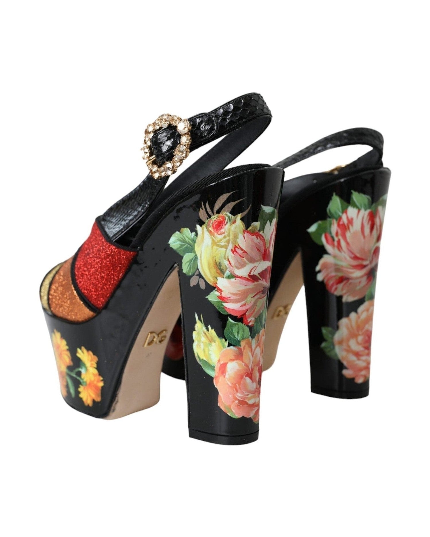 Dolce & Gabbana Multicolor Floral Crystal Platform Sandals Shoes Glam Steals