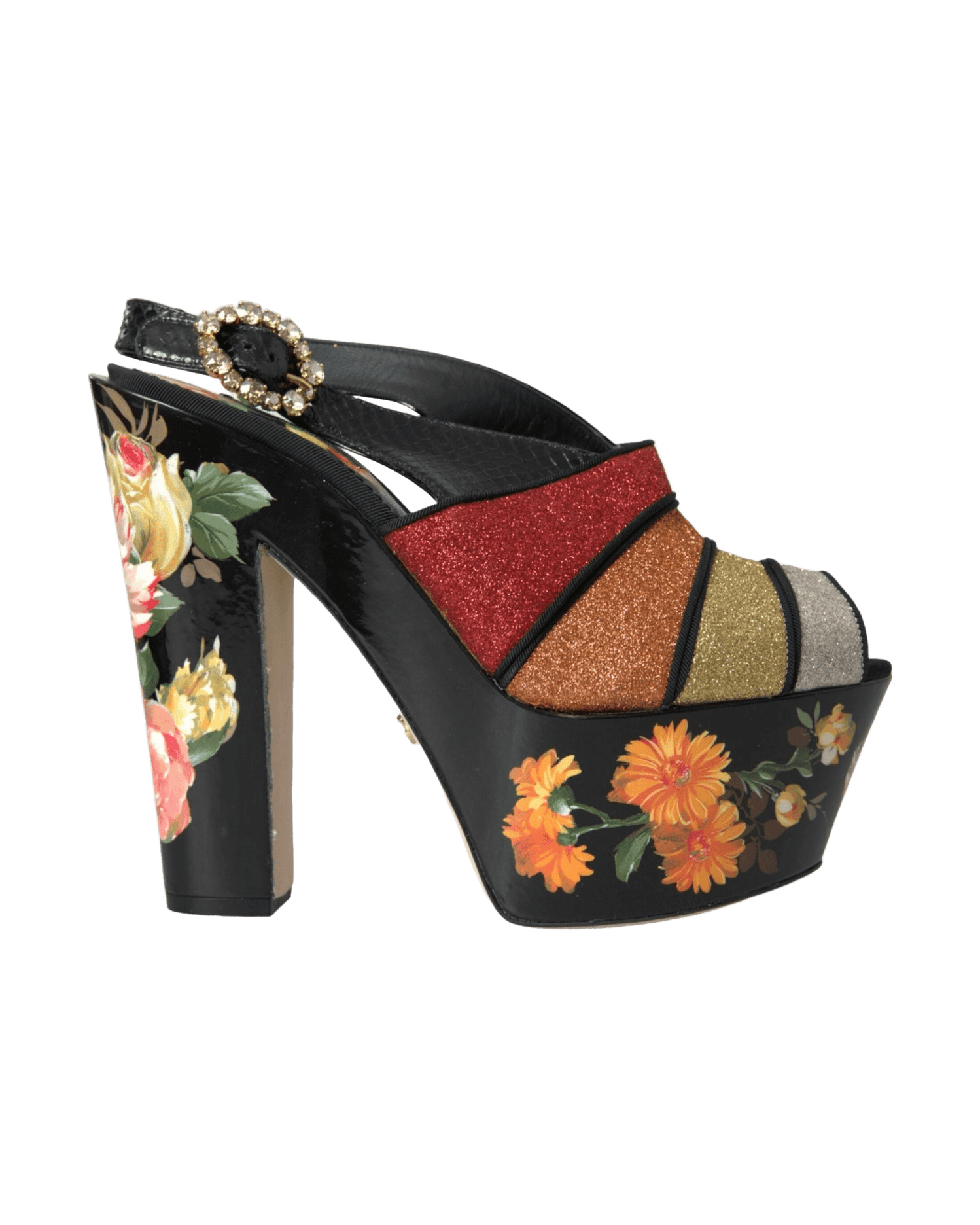 Dolce & Gabbana Multicolor Floral Crystal Platform Sandals Shoes Glam Steals