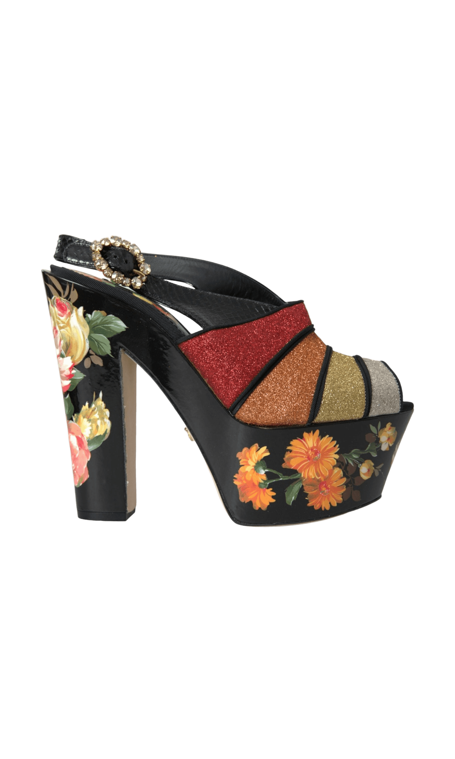 Dolce & Gabbana Multicolor Floral Crystal Platform Sandals Shoes Glam Steals