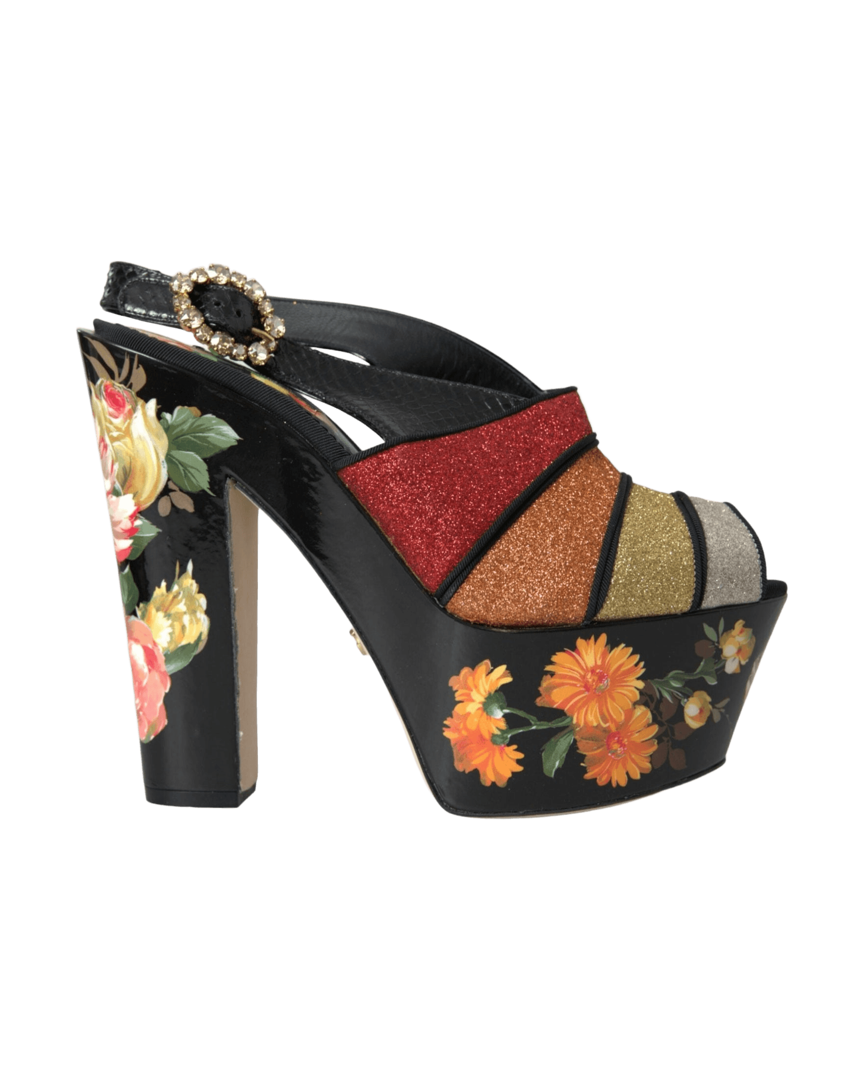 Dolce & Gabbana Multicolor Floral Crystal Platform Sandals Shoes Glam Steals