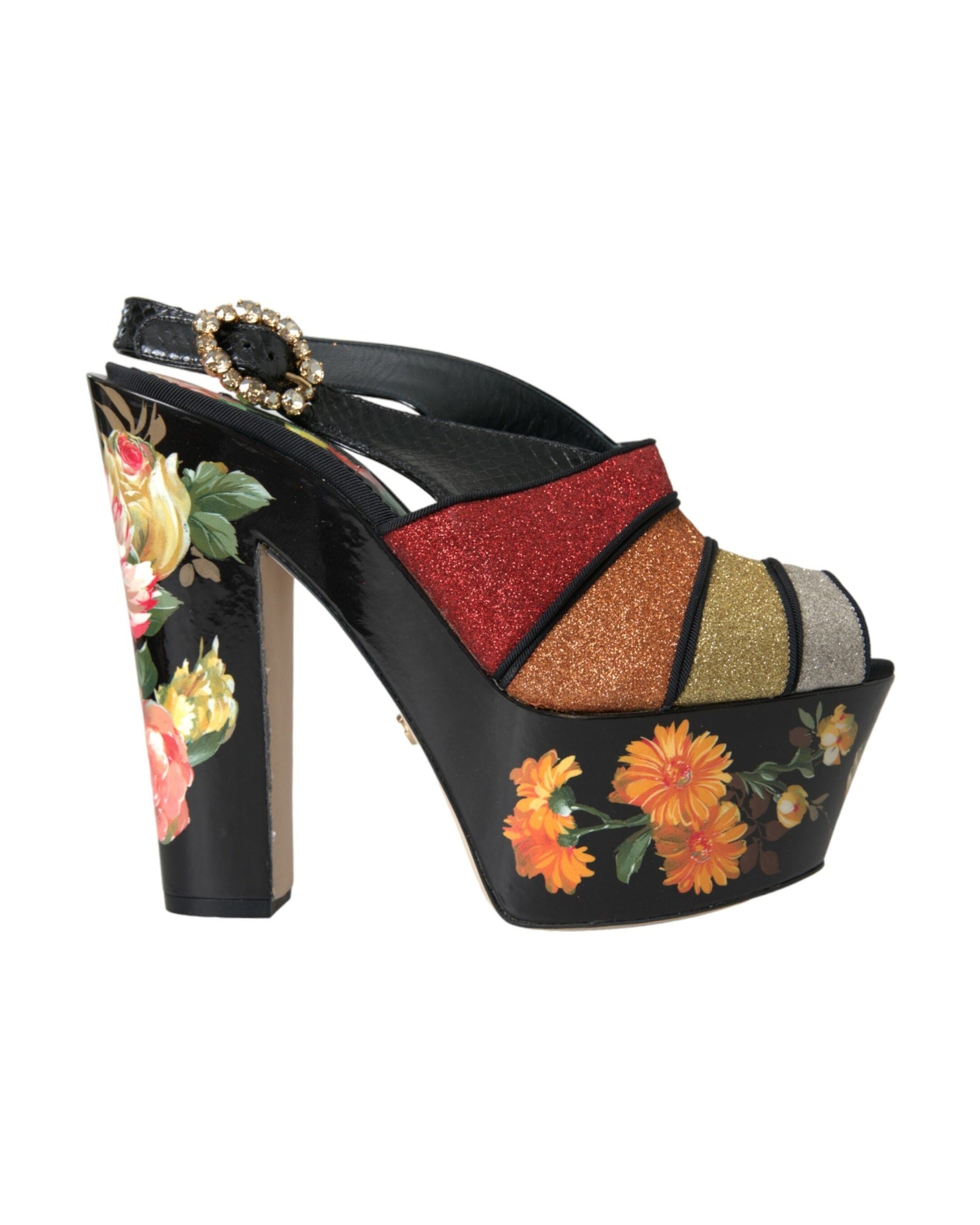 Dolce & Gabbana Multicolor Floral Crystal Platform Sandals Shoes Glam Steals