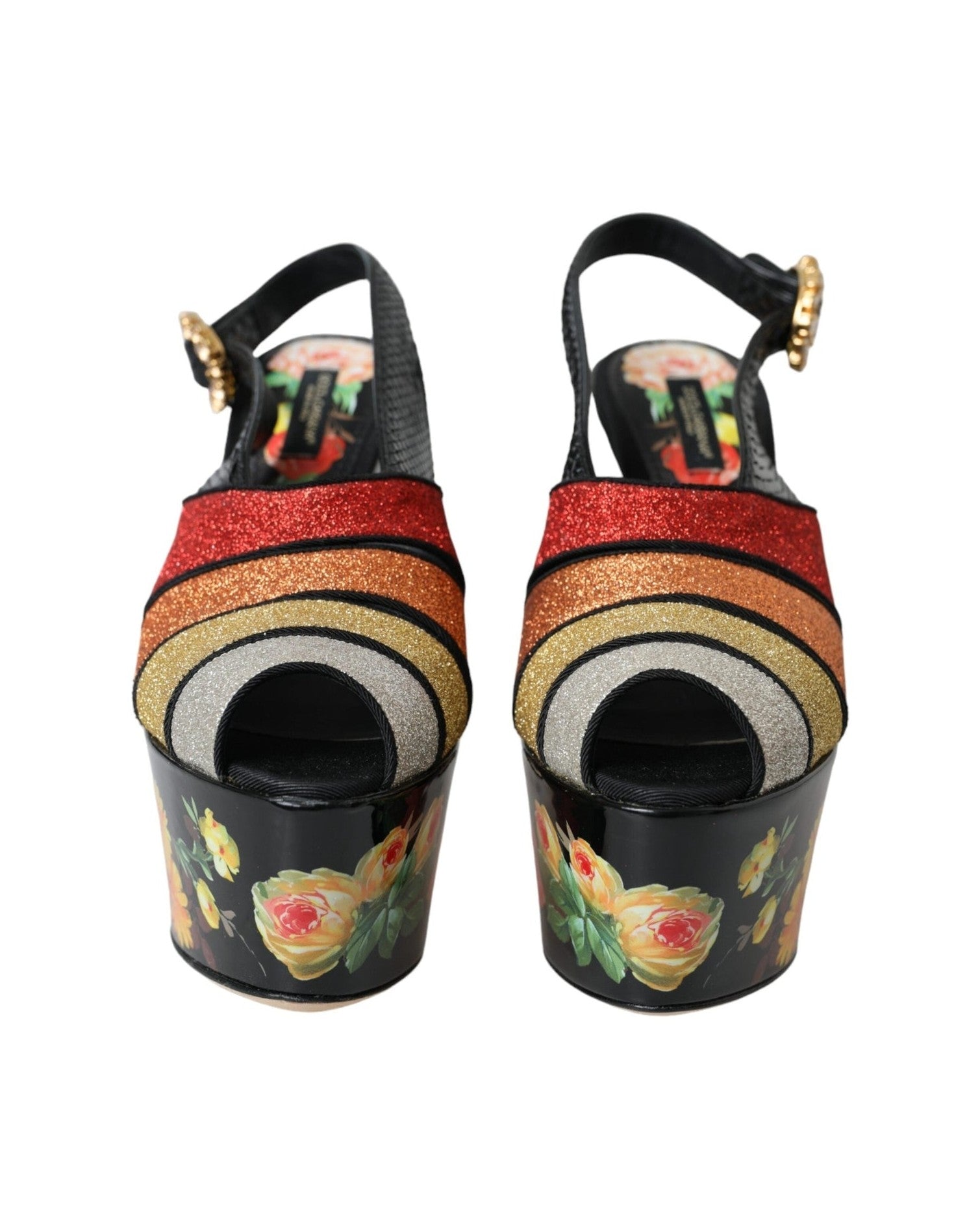 Dolce & Gabbana Multicolor Floral Crystal Platform Sandals Shoes Glam Steals