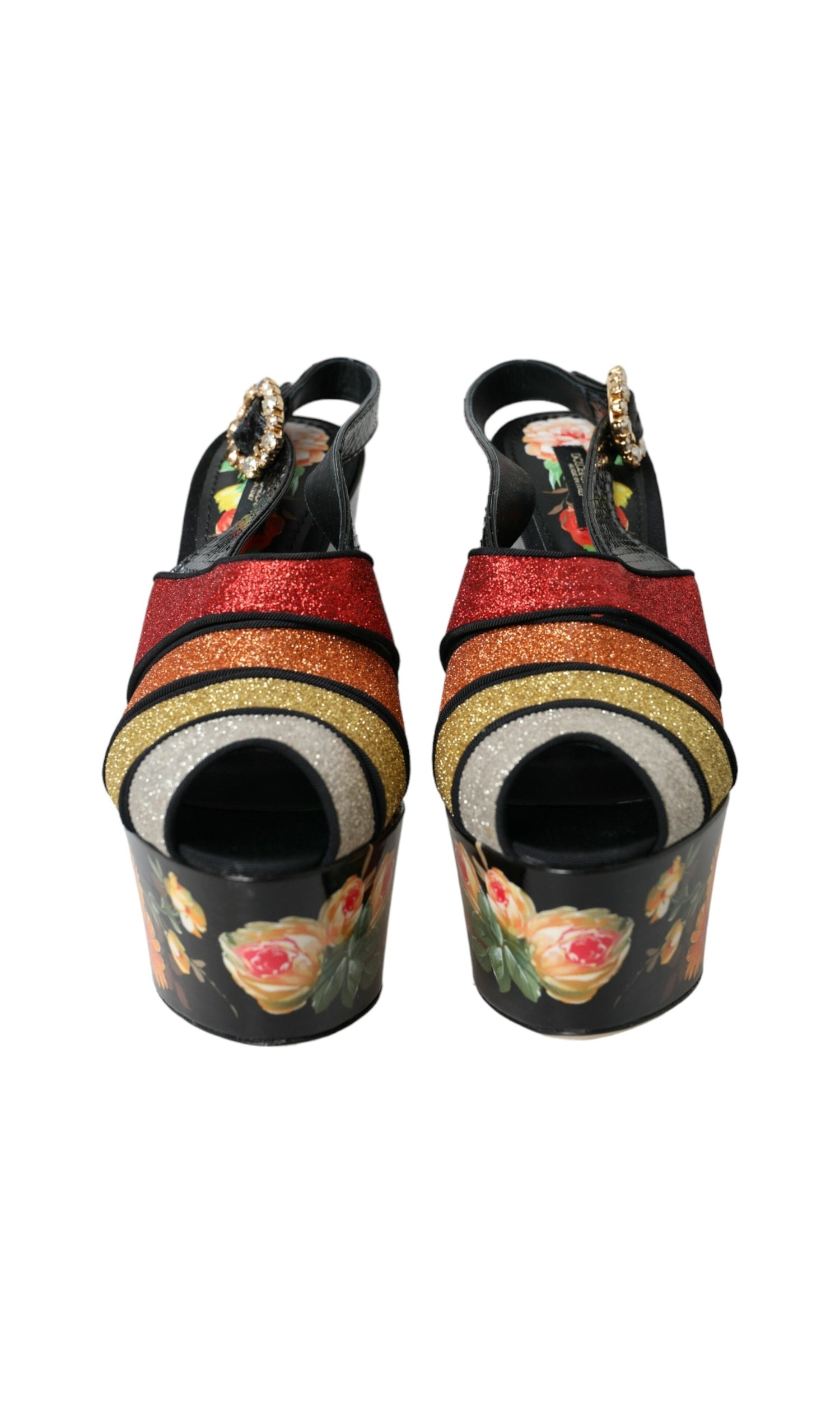 Dolce & Gabbana Multicolor Floral Crystal Platform Sandals Shoes Glam Steals
