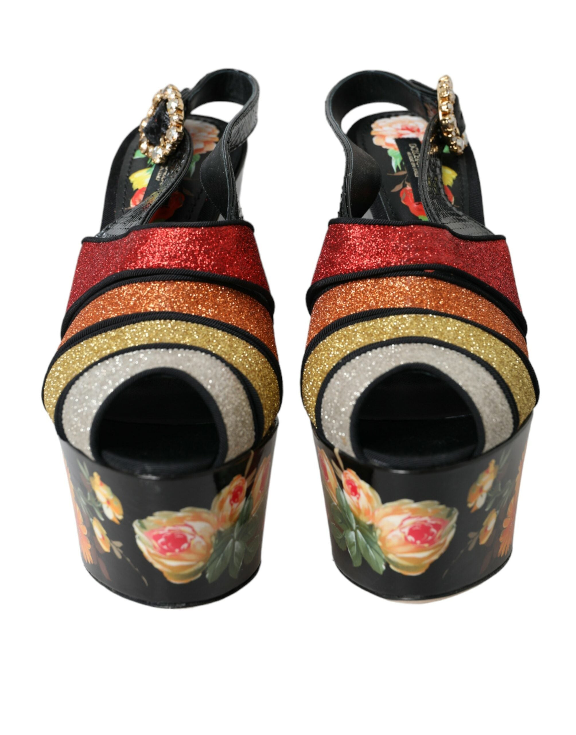 Dolce & Gabbana Multicolor Floral Crystal Platform Sandals Shoes Glam Steals