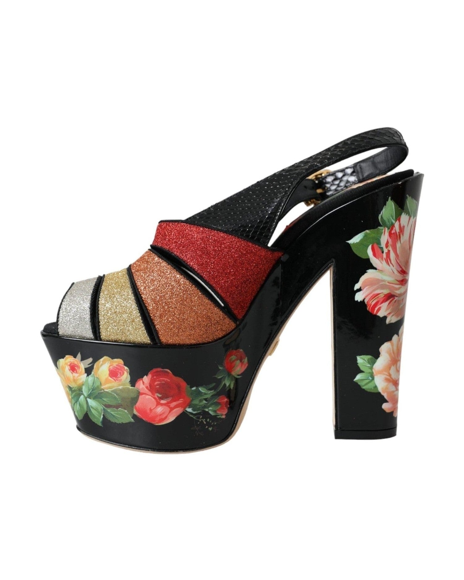 Dolce & Gabbana Multicolor Floral Crystal Platform Sandals Shoes Glam Steals