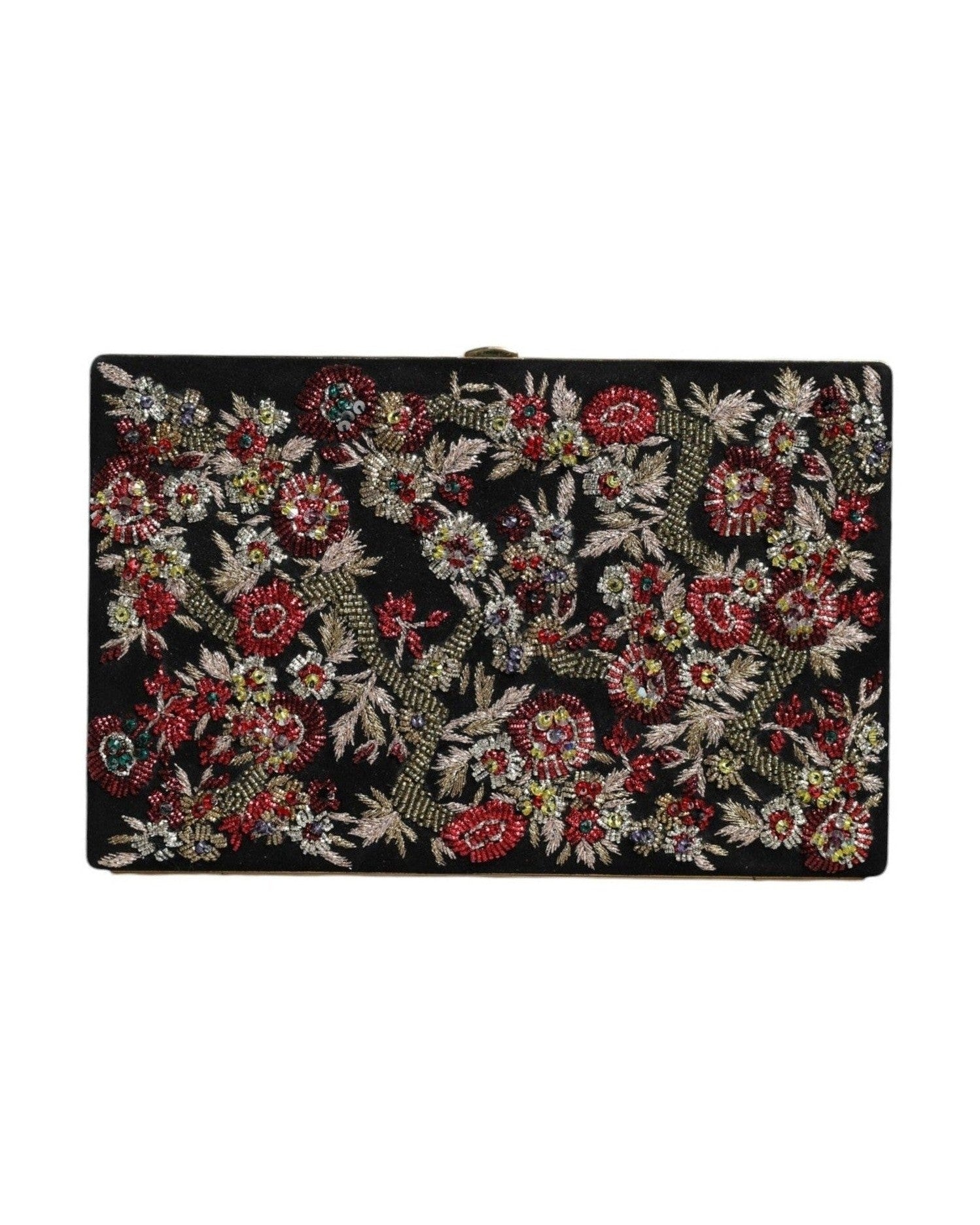 Dolce & Gabbana Floral Frame Clutch Evening Purse Multicolor Gold Bag Glam Steals