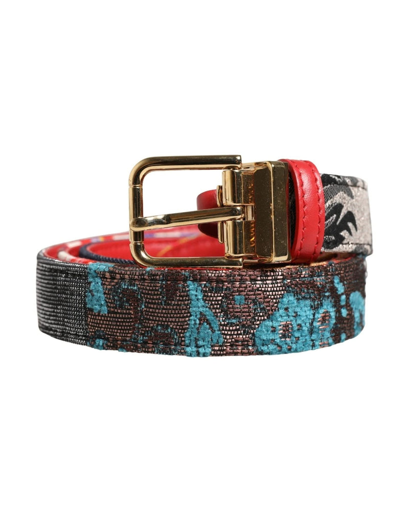 Dolce & Gabbana Multicolor Floral Jacquard Metal Buckle Belt 
