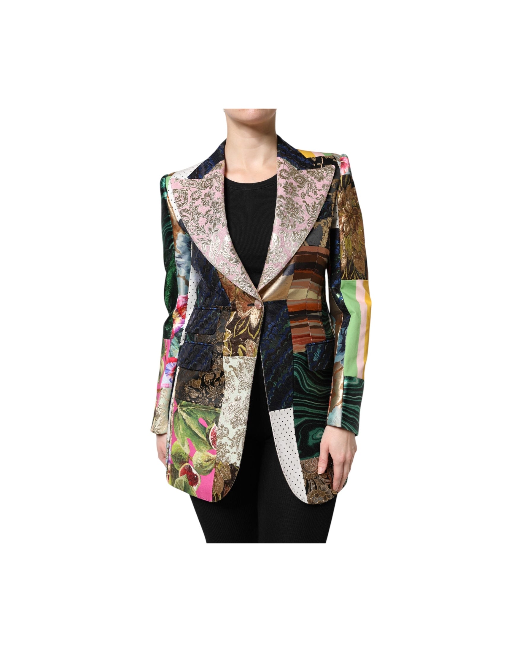 Dolce & Gabbana Multicolor Floral Patchwork Jacquard Jacket Glam Steals