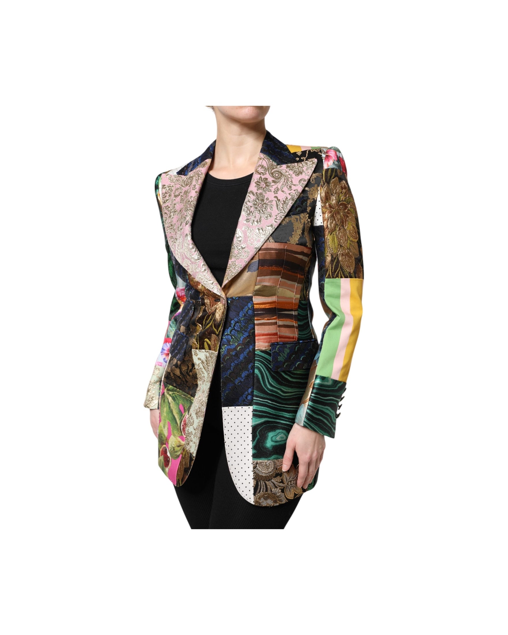 Dolce & Gabbana Multicolor Floral Patchwork Jacquard Jacket Glam Steals