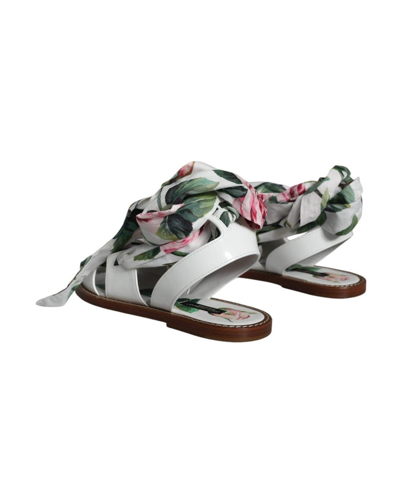 Dolce & Gabbana Multicolor Floral Print Ankle Wrap Sandals Shoes Sandals