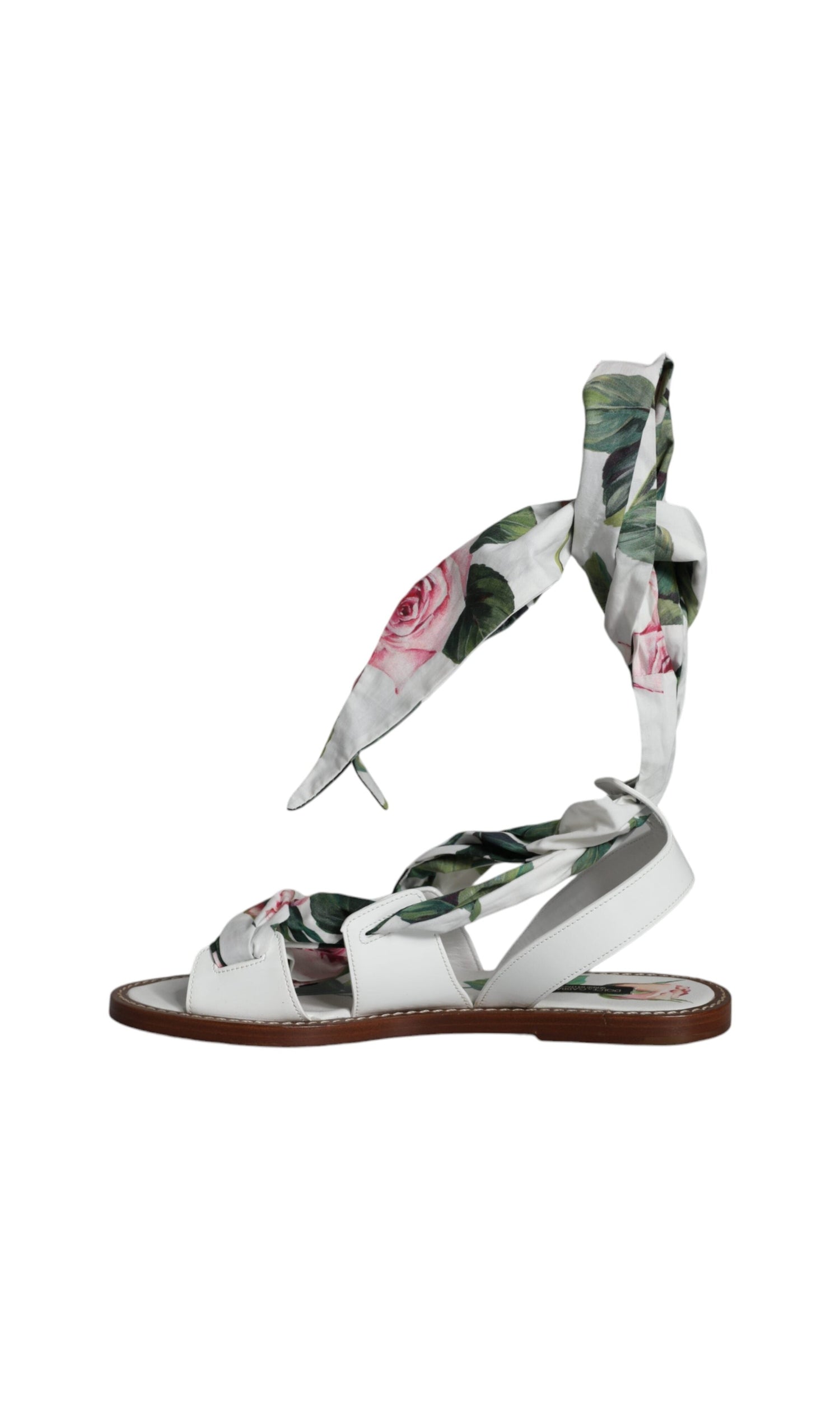 Dolce & Gabbana Multicolor Floral Print Ankle Wrap Sandals Shoes Glam Steals