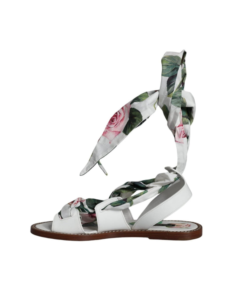 Dolce & Gabbana Multicolor Floral Print Ankle Wrap Sandals Shoes Glam Steals