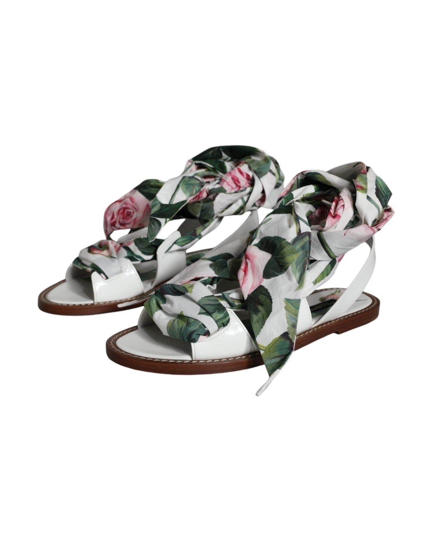 Dolce & Gabbana Multicolor Floral Print Ankle Wrap Sandals Shoes Glam Steals