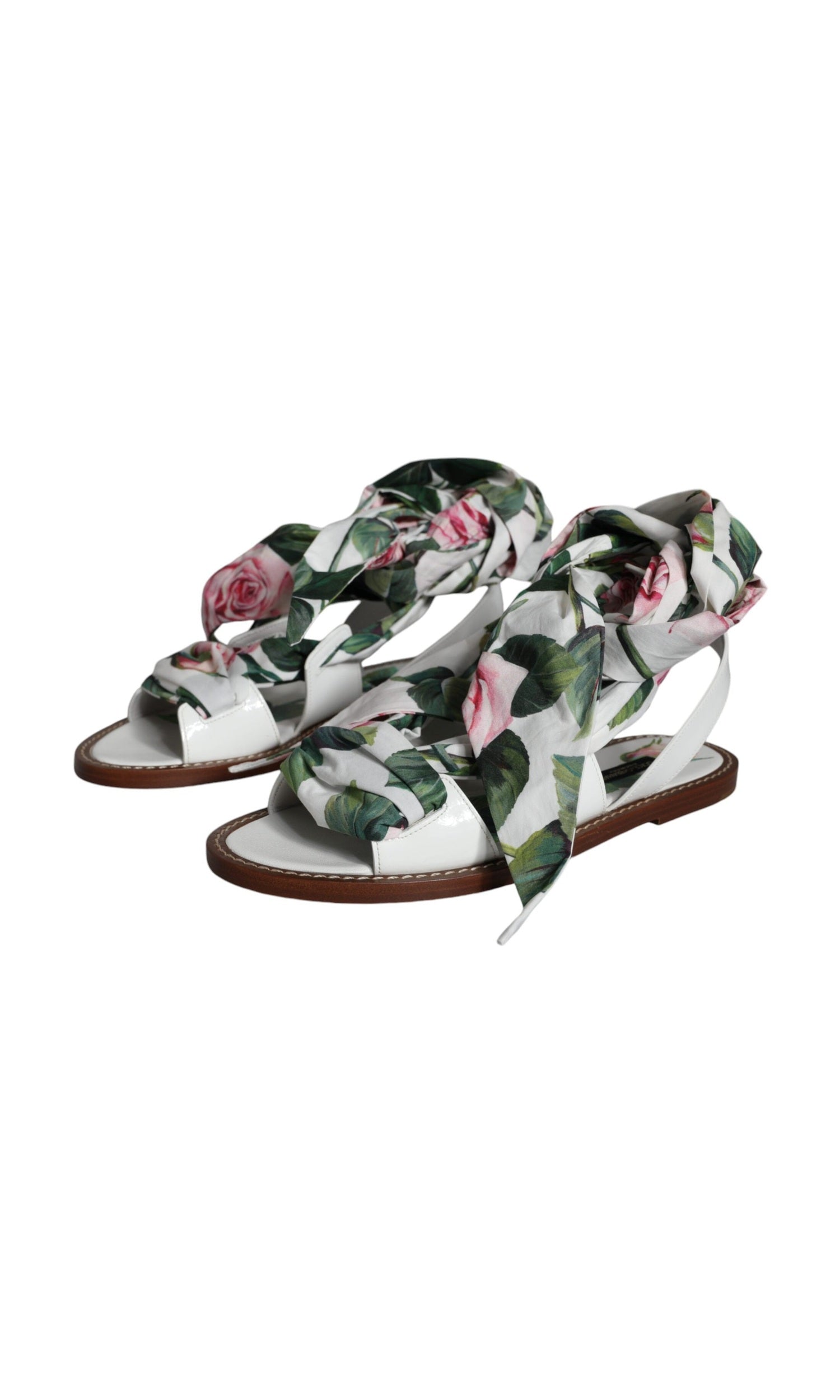 Dolce & Gabbana Multicolor Floral Print Ankle Wrap Sandals Shoes Glam Steals