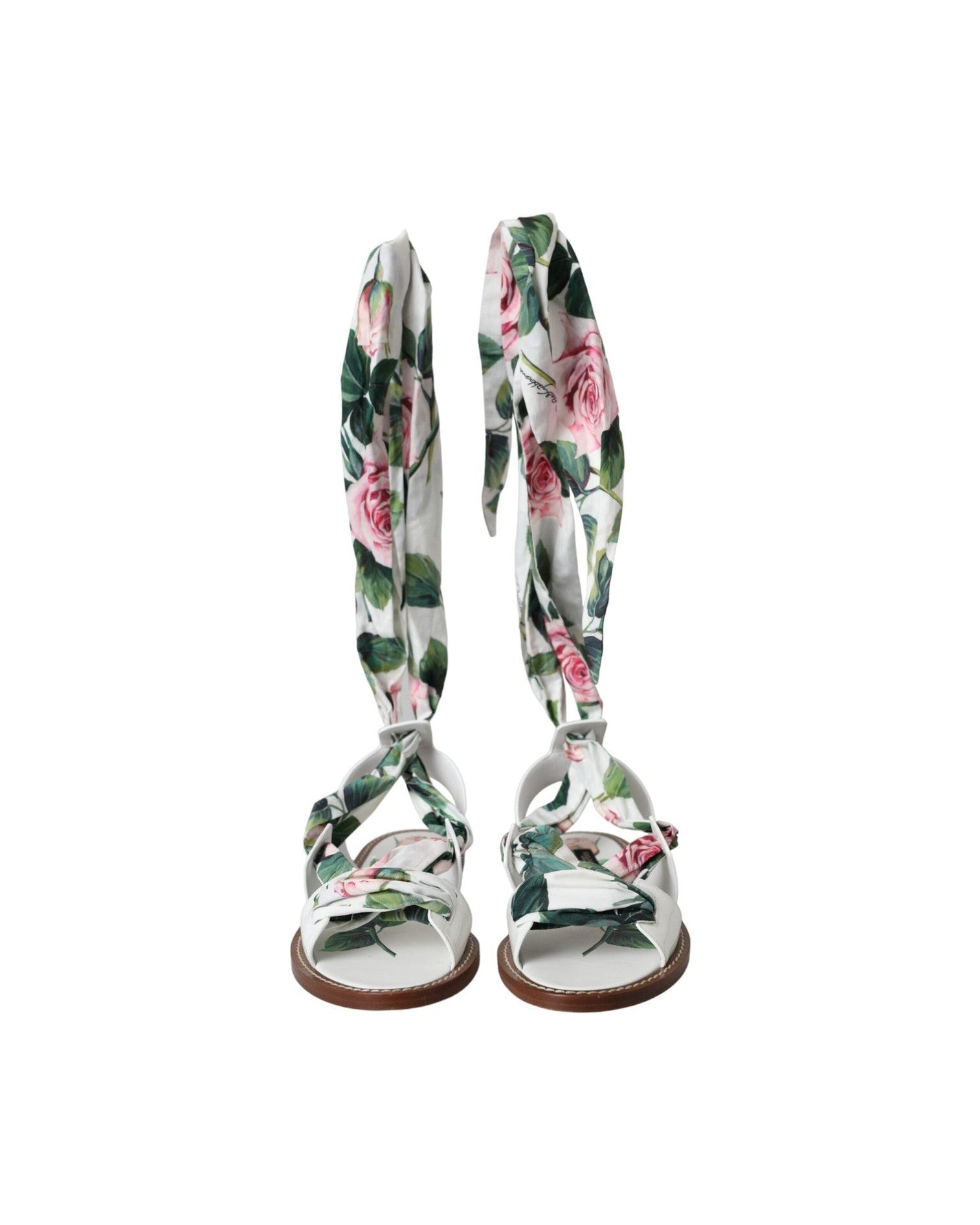 Dolce & Gabbana Multicolor Floral Print Ankle Wrap Sandals Shoes Glam Steals