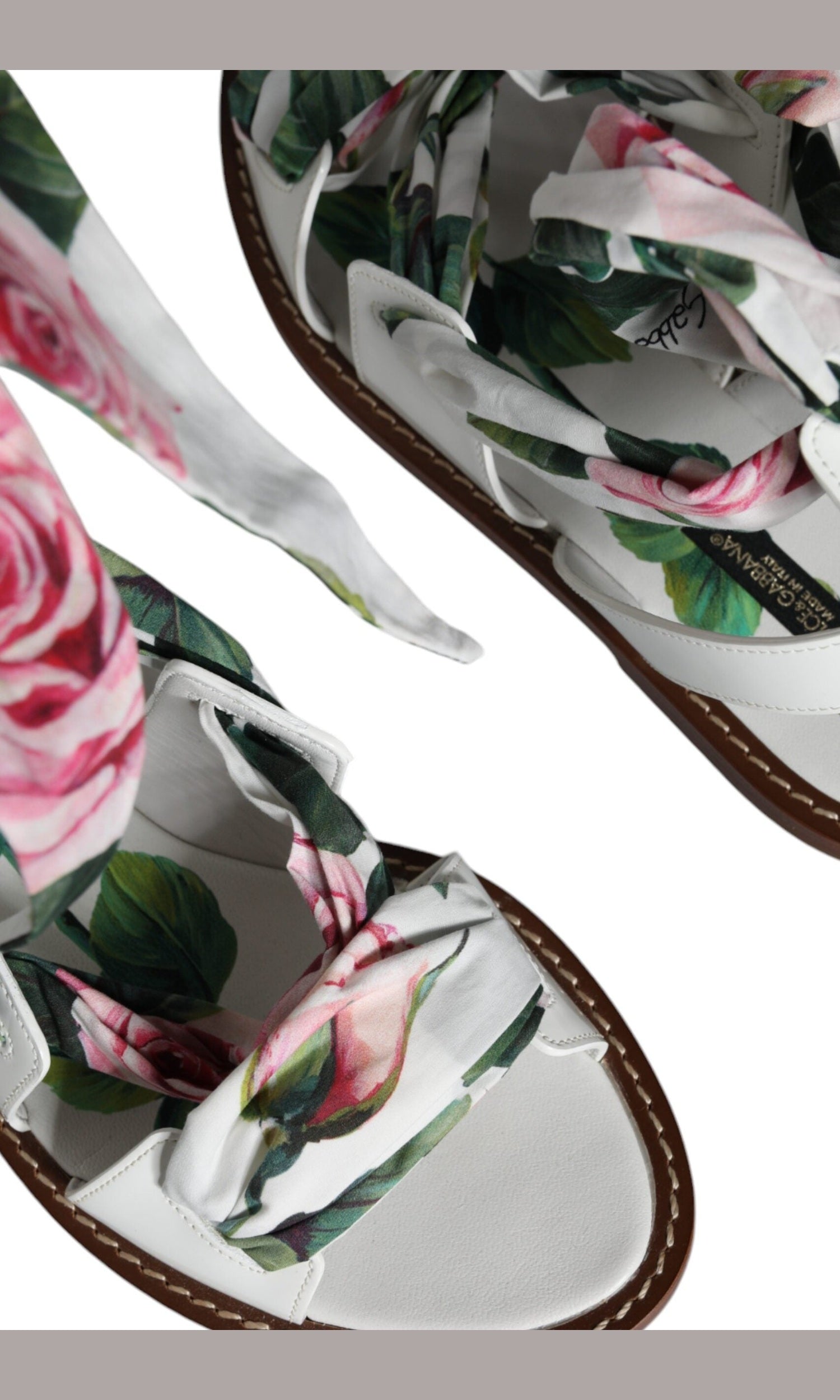 Dolce & Gabbana Multicolor Floral Print Ankle Wrap Sandals Shoes Glam Steals