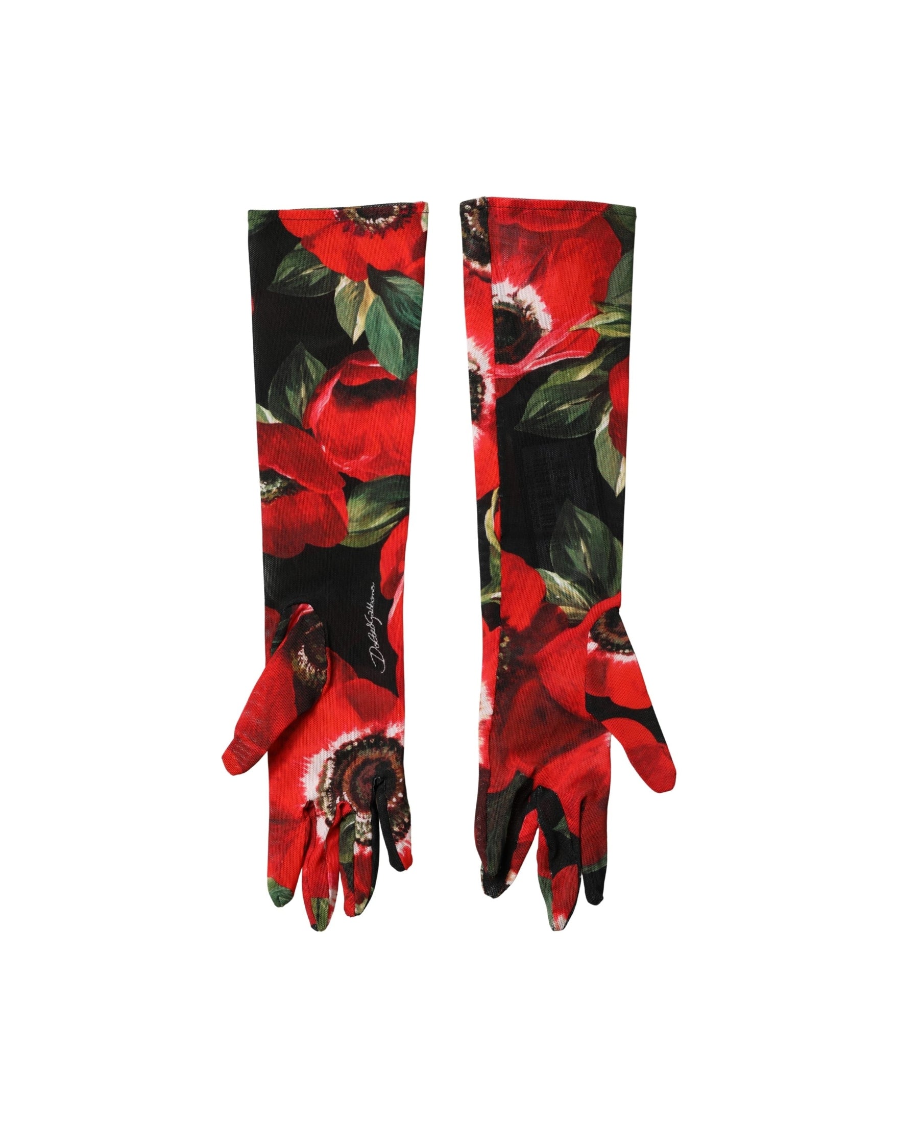 Dolce & Gabbana Multicolor Floral Print Elbow Length Gloves 