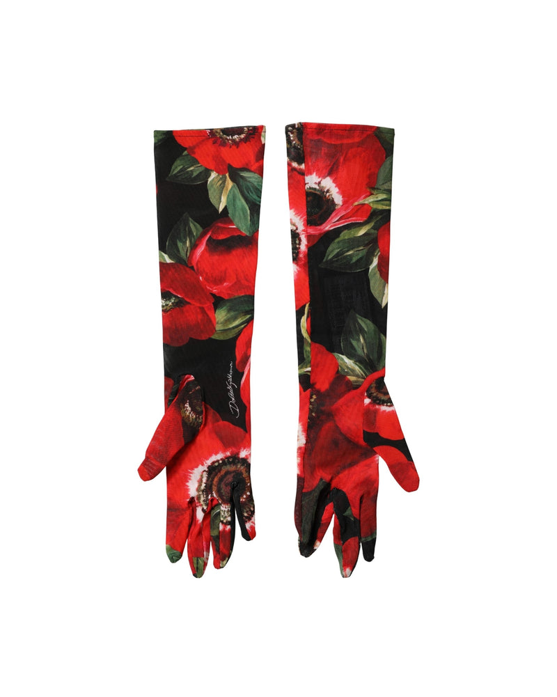 Dolce & Gabbana Multicolor Floral Print Elbow Length Gloves 