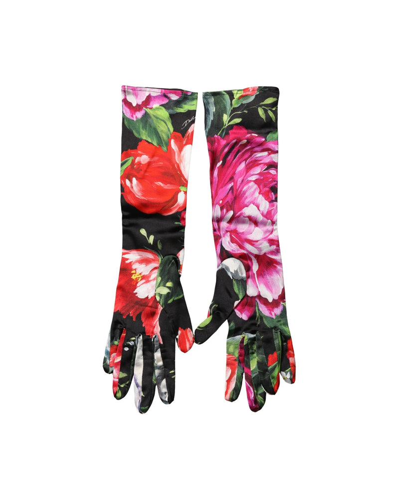 Dolce & Gabbana Multicolor Floral Print Elbow Length Gloves 