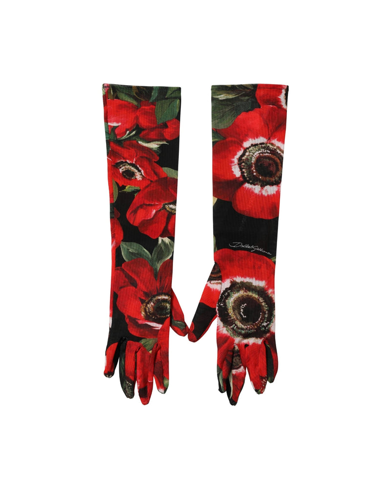 Dolce & Gabbana Multicolor Floral Print Elbow Length Gloves 