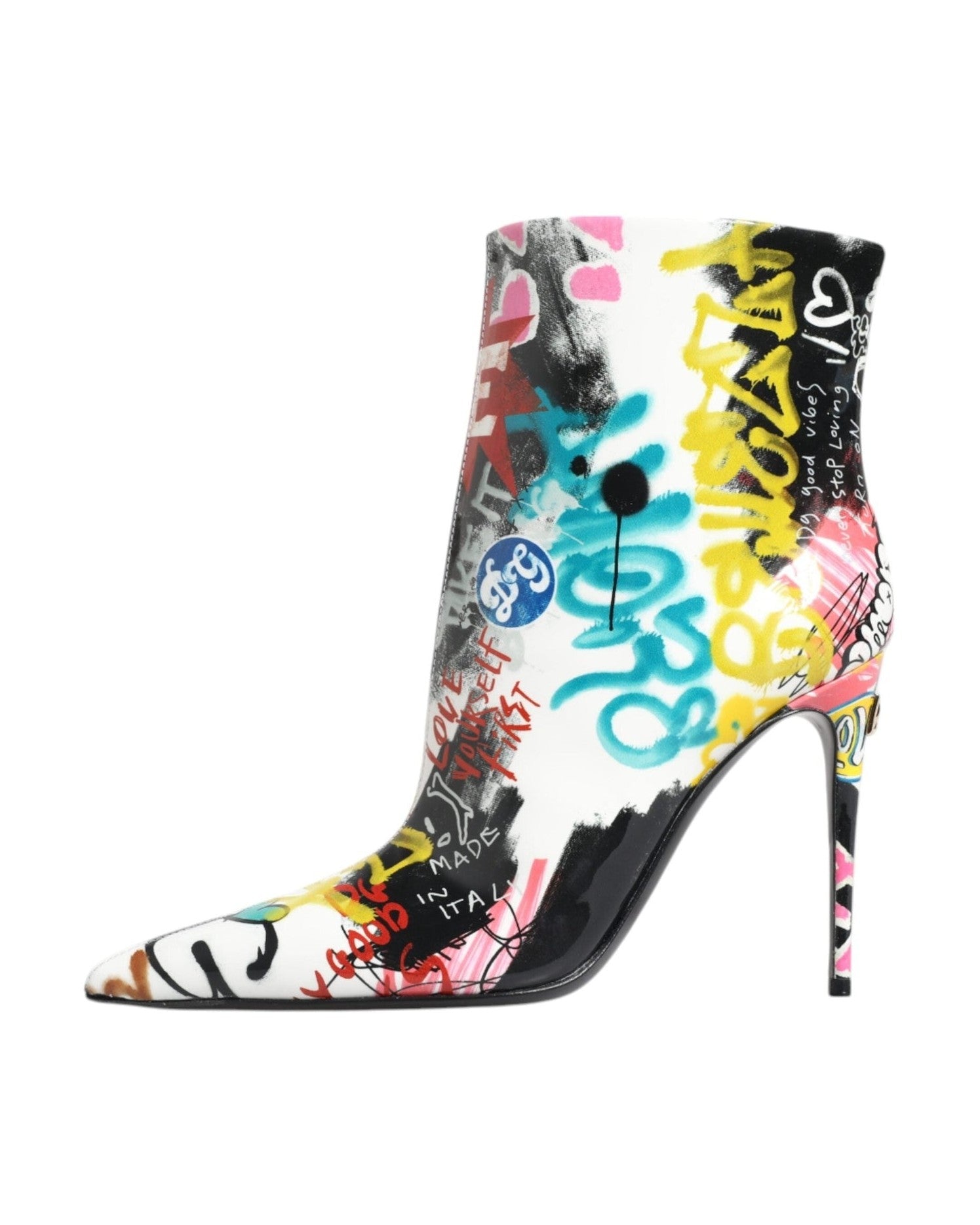 Dolce & Gabbana Multicolor Graffiti Keira Mid Calf Boots Shoes Boots