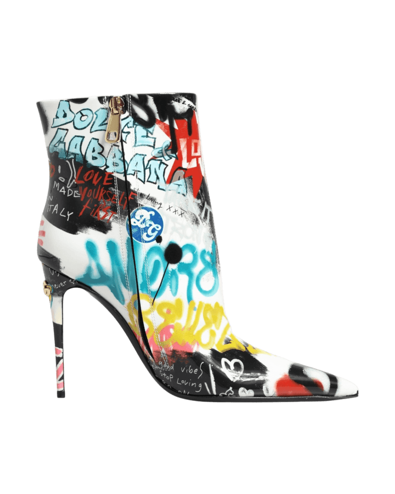 Dolce & Multicolor Gabbana Graffiti Keira Mid Calf Boots Shoes Glam Steals