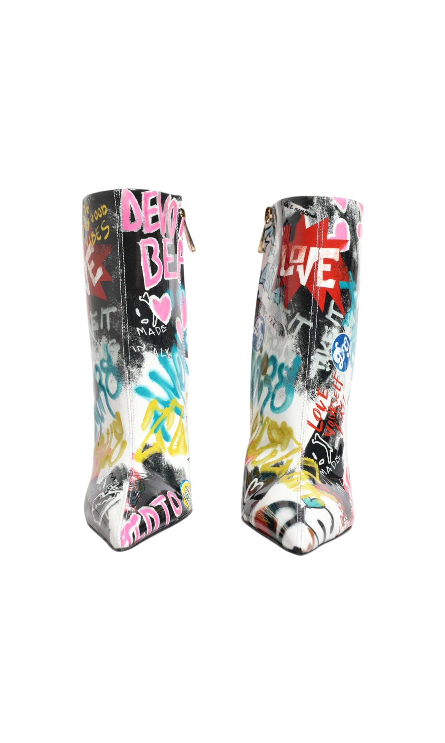 Dolce & Gabbana Multicolor Graffiti Keira Mid Calf Boots Shoes Glam Steals