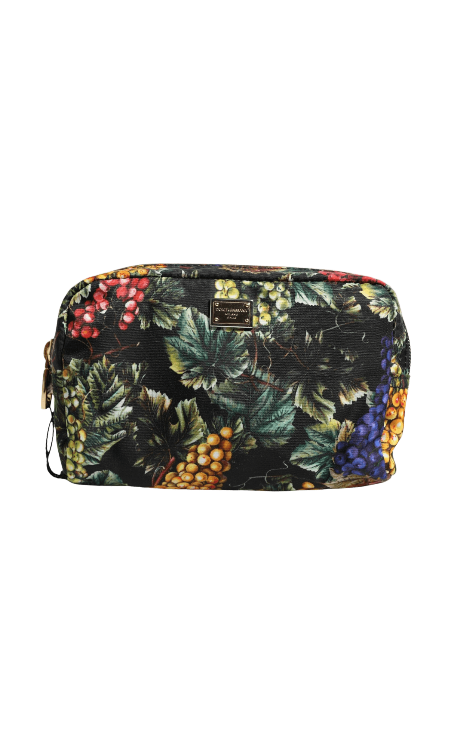 Dolce & Gabbana Multicolor Grape Print Clutch Logo Plaque Pouch Bag Glam Steals