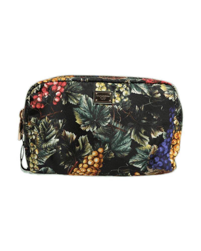 Dolce & Gabbana Multicolor Grape Print Clutch Logo Plaque Pouch Bag Glam Steals