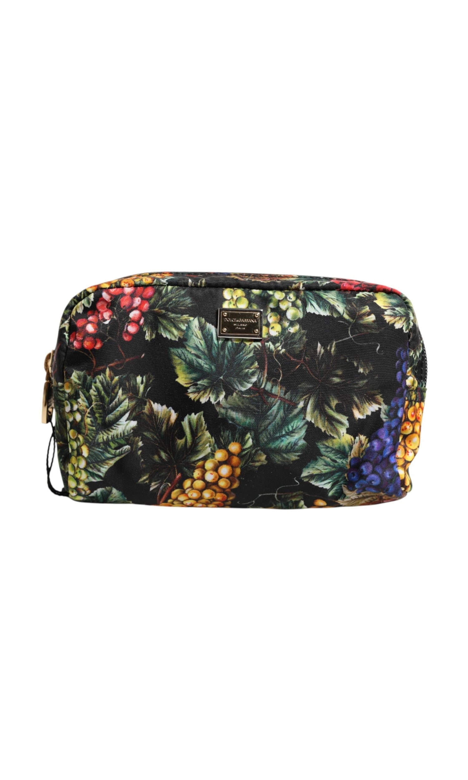 Dolce & Gabbana Multicolor Grape Print Clutch Logo Plaque Pouch Bag Glam Steals