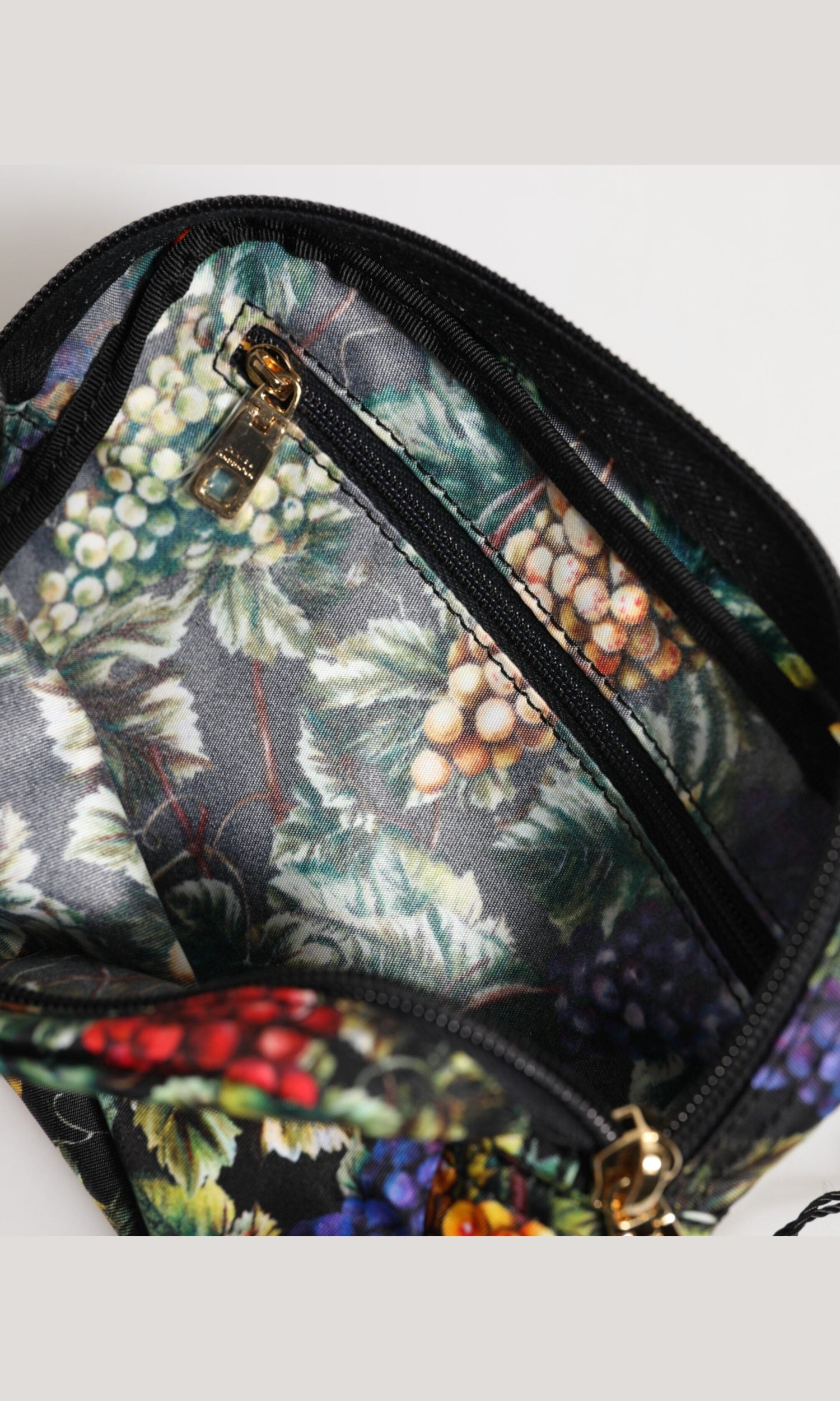 Dolce & Gabbana Multicolor Grape Print Clutch Logo Plaque Pouch Bag Glam Steals