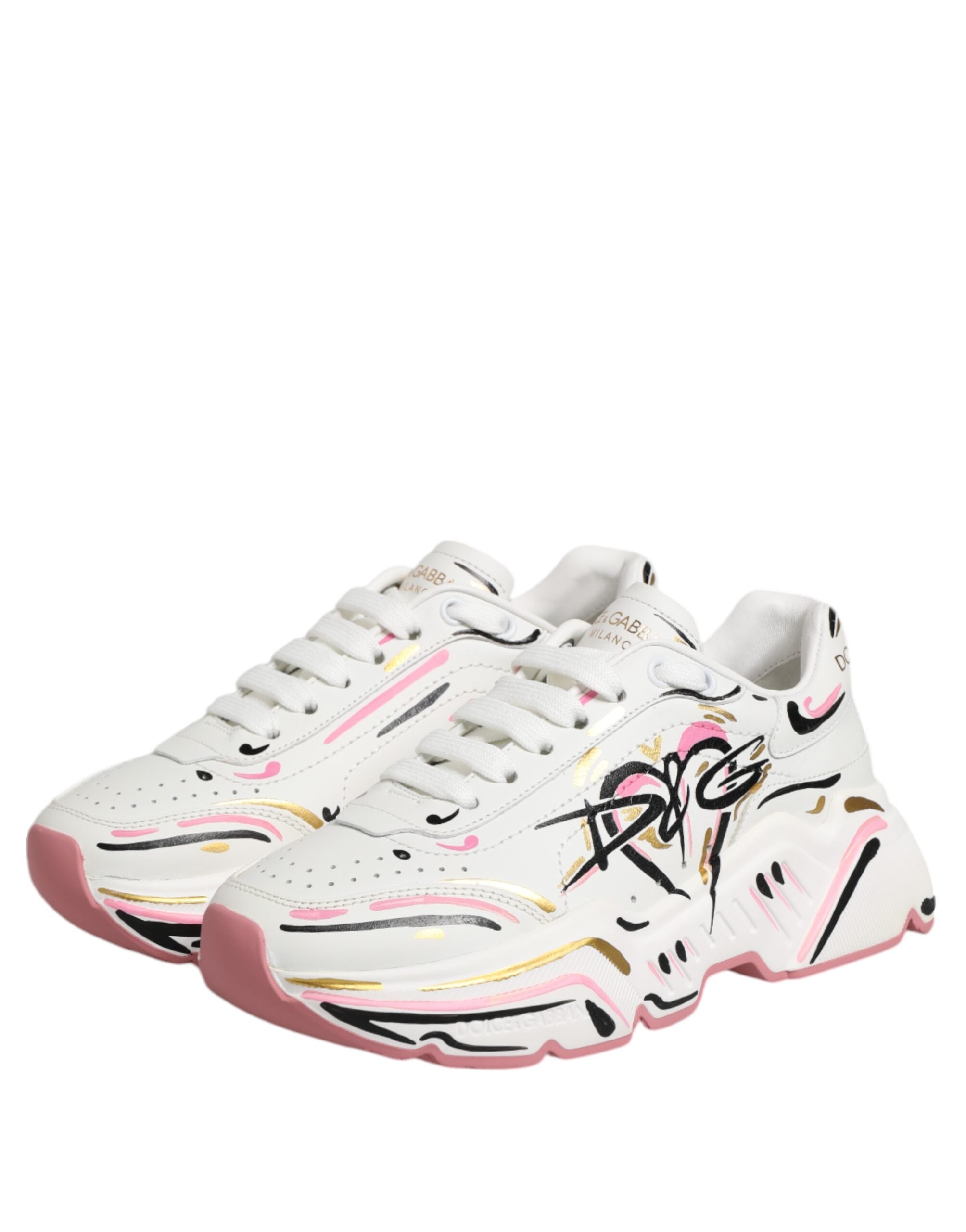 Dolce & Gabbana Multicolor Hand Painted Daymaster Sneaker Shoes Glam Steals