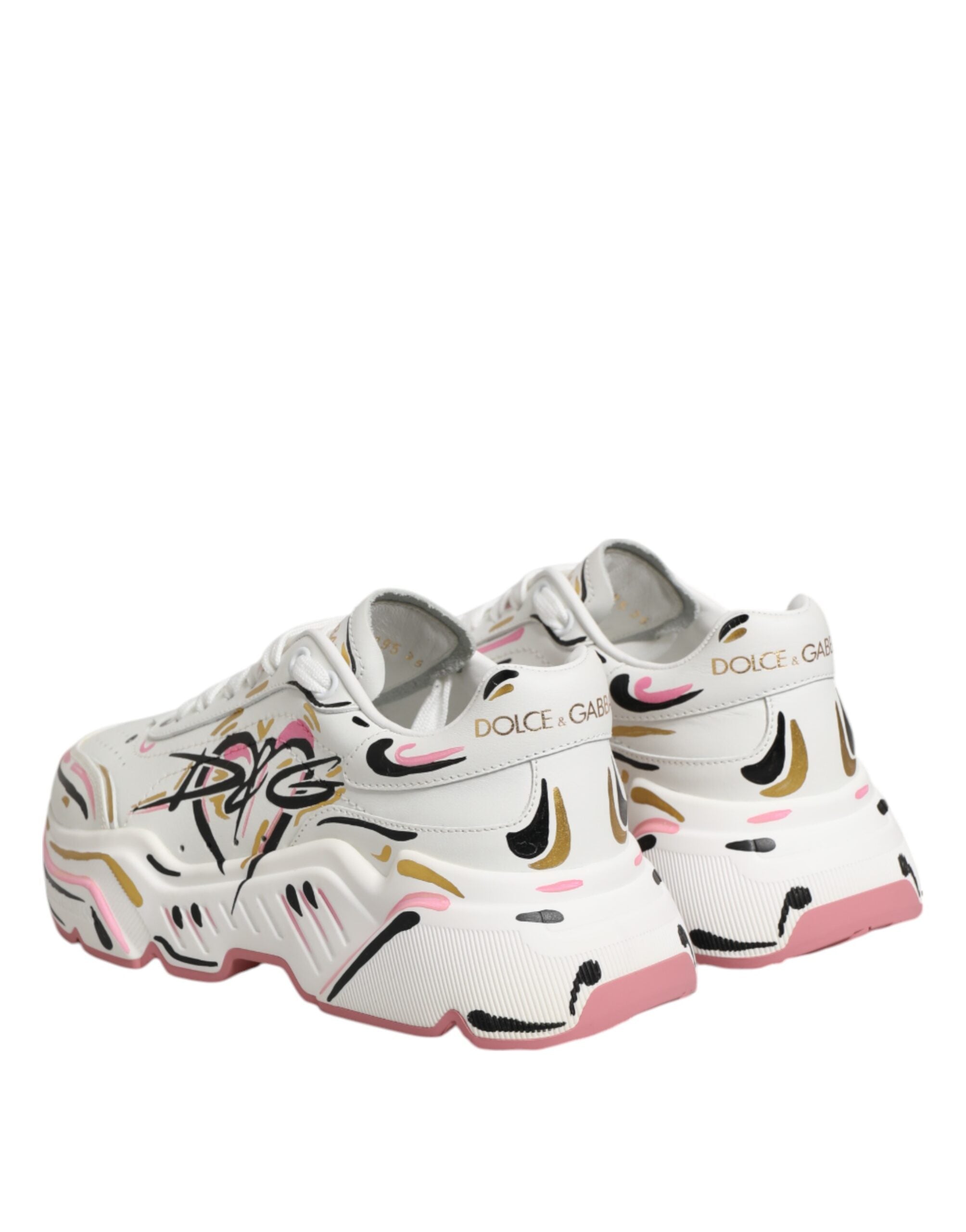 Dolce & Gabbana Multicolor Hand Painted Daymaster Sneaker Shoes Glam Steals