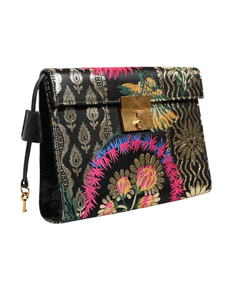 Dolce & Gabbana Multicolor Jacquard Floral Document Briefcase Bag Glam Steals