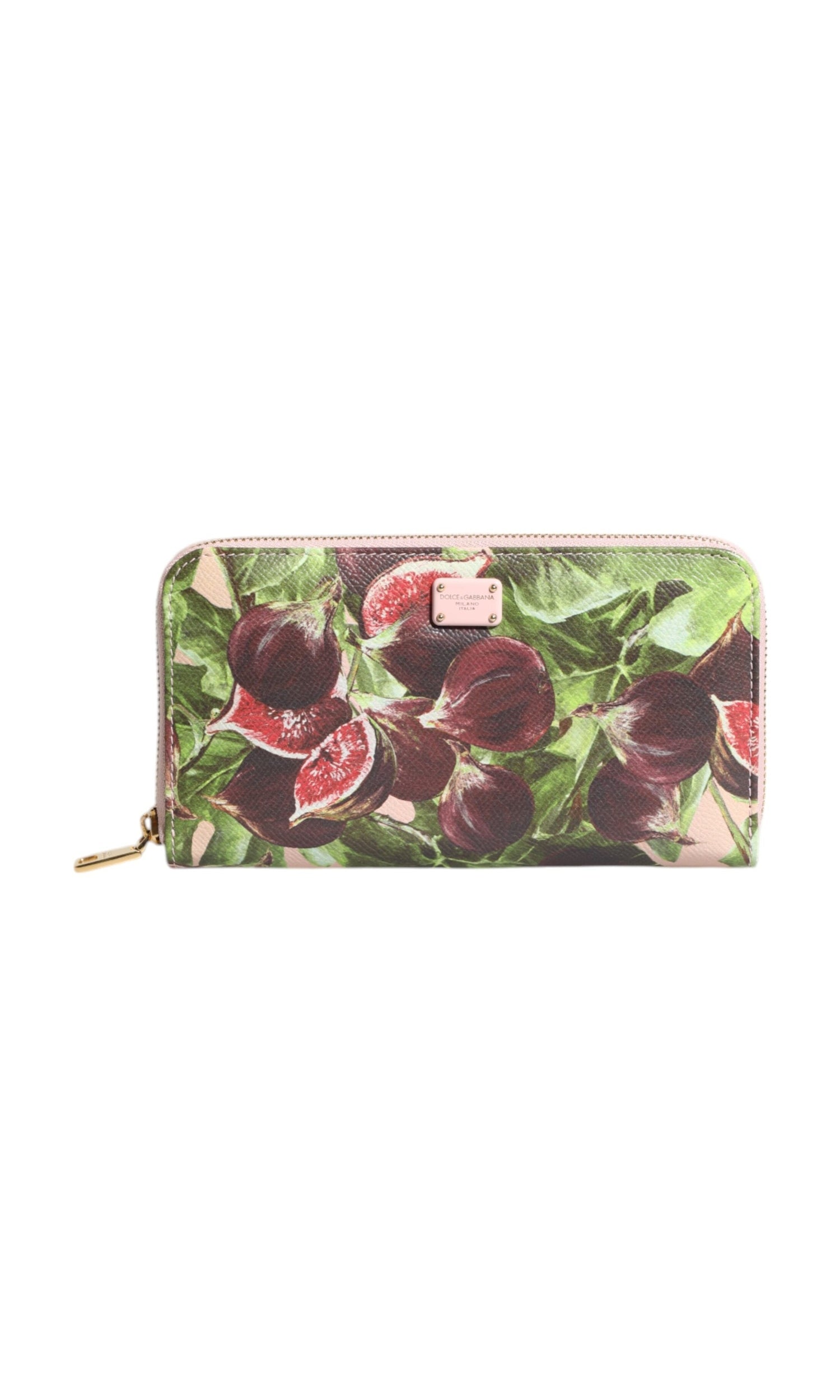 Dolce & Gabbana Multicolor Leather Fig Fruit Dauphine Zip Around Continental Wallet Glam Steals