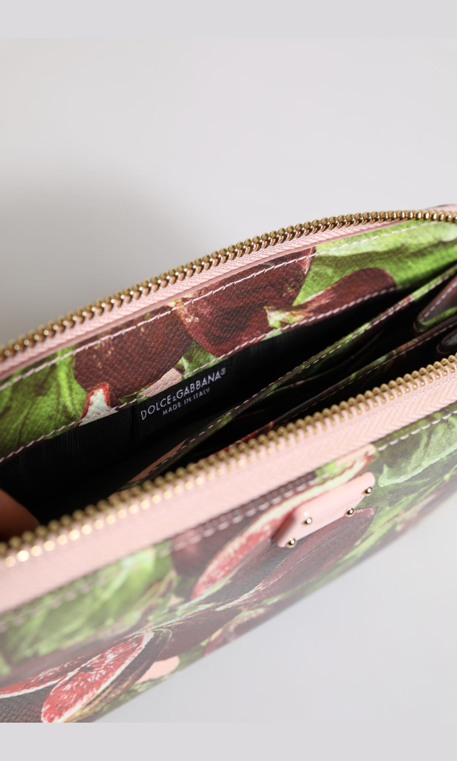 Dolce & Gabbana Multicolor Leather Fig Fruit Dauphine Zip Around Continental Wallet Glam Steals