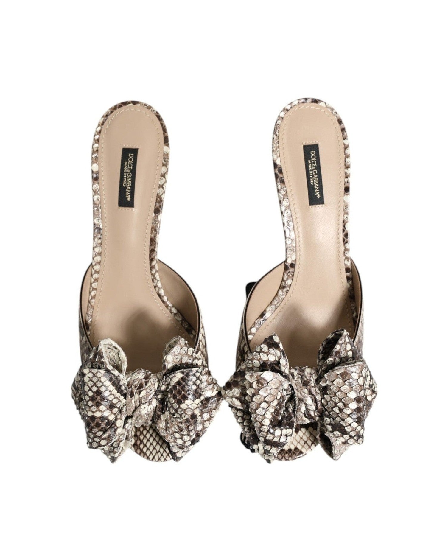 Dolce & Gabbana Multicolor Leather Keira Bow Peep Toe Mules Shoes Glam Steals