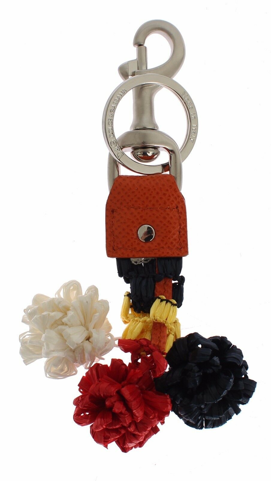 Dolce & Gabbana Multicolor Leather Raffia Clasp Finder Chain Keyring Glam Steals