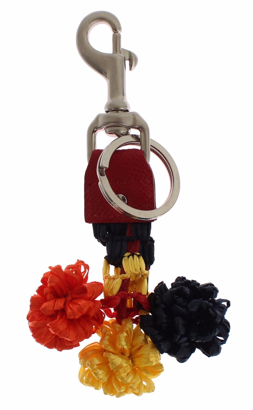 Dolce & Gabbana Multicolor Leather Raffia Clasp Finder Chain Keyring Glam Steals